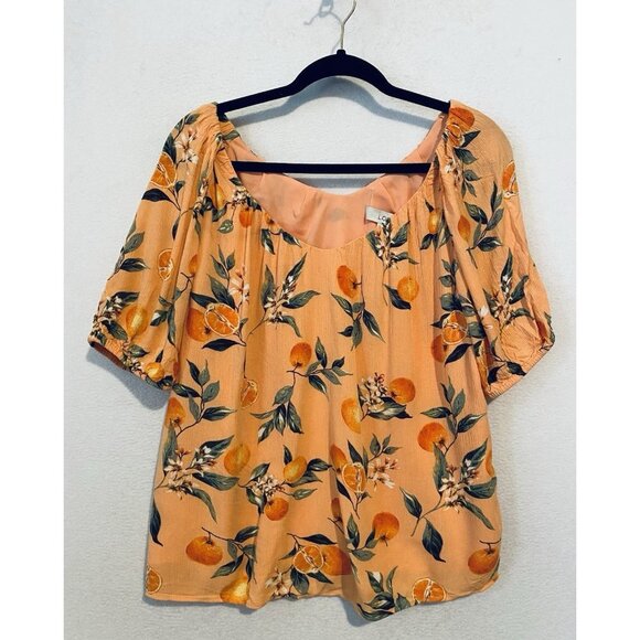 LOFT Tops - LOFT Top Womens Medium Orange Harvest Sweetheart Neckline Cottagecore Romantic